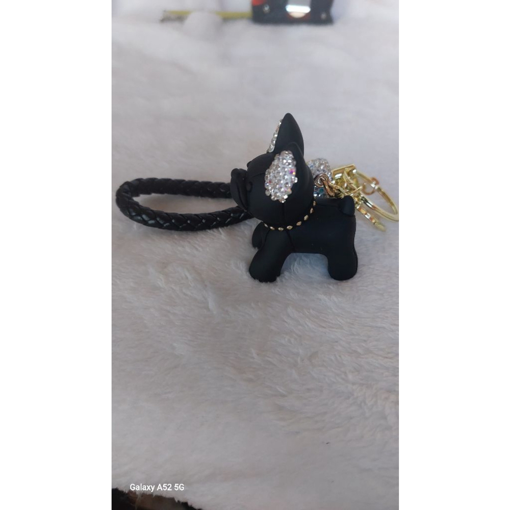 Oh, Frenchie - Black and Rhinestone with Gold Frenchie charm or Keychain